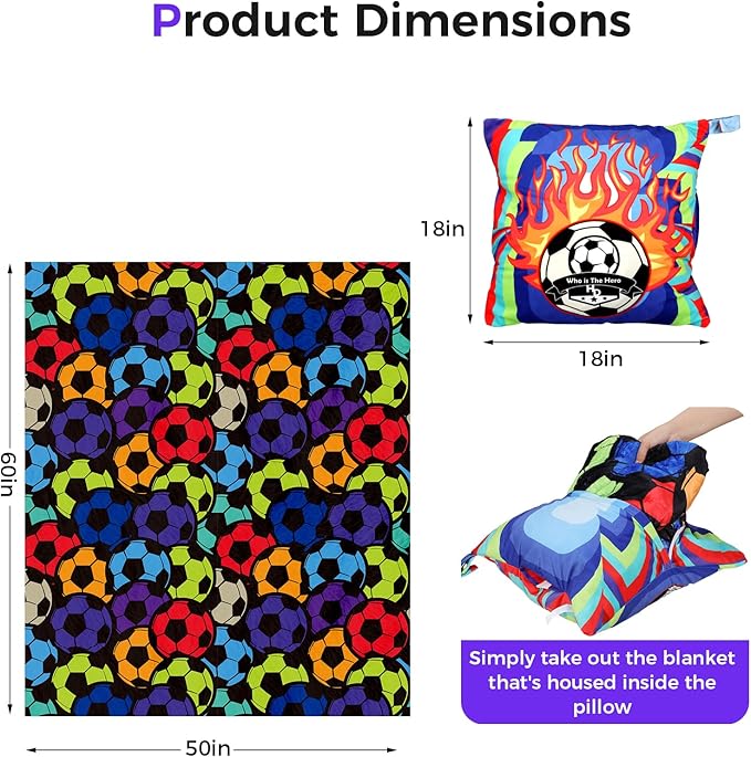 3 in 1 Travel Pillow Blanket Set with Removable Flannel Blanket Throw,Hand Warmer Pockets,Pillow (Color4, 50in*60in)