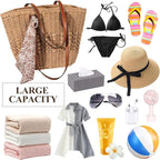 Trifabricy Beach Bags for Women, Summer Straw Bag, Woven Straw Beach Tote Bag Shoulder Handbags