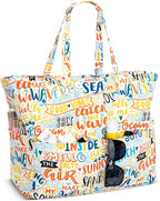 Iioscre Beach Bag for Women, Causal Hobo Pool Bags with Zipper Inner Pocket, Foldable Swim Tote Bag for Vacation Essentials