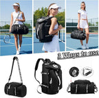 Gym Duffle Bag Backpack with Shoe Compartment,4 ways Travel Backpack for Women and Men,Multi-Functional Weekender bag with Waterproof Layer&Laptop Compartment for Fitness, Travel,Camping
