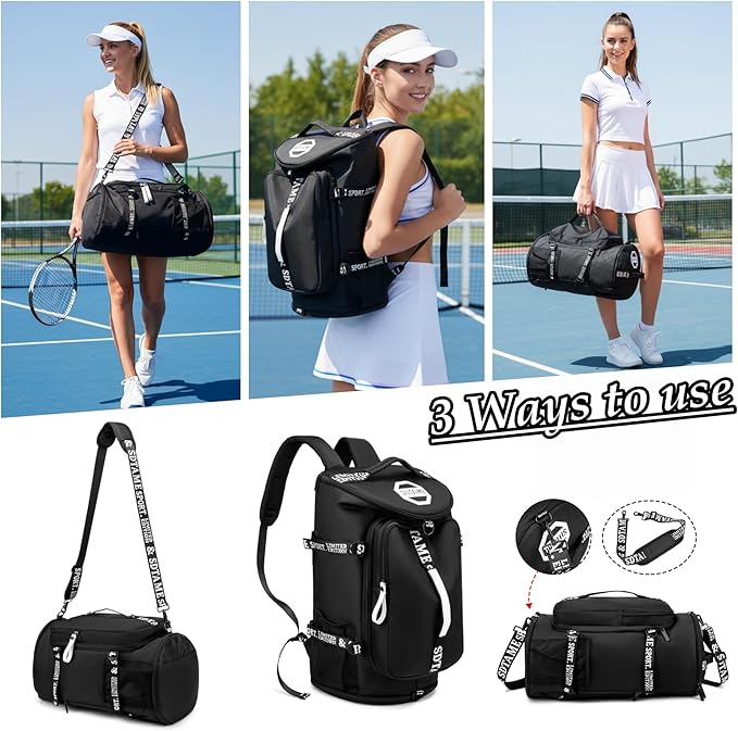 Gym Duffle Bag Backpack with Shoe Compartment,4 ways Travel Backpack for Women and Men,Multi-Functional Weekender bag with Waterproof Layer&Laptop Compartment for Fitness, Travel,Camping
