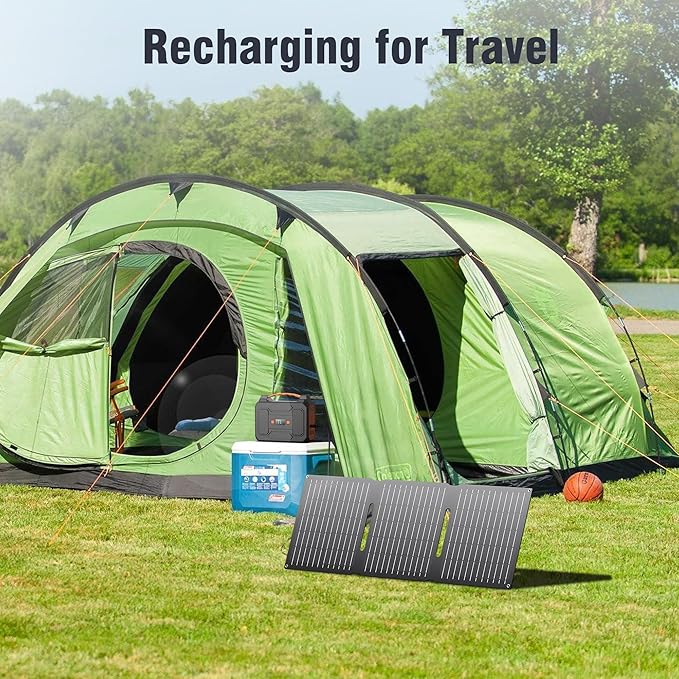 ZeroKor Portable Power Bank with Foldable Solar Panel, 110V 65W AC Outlet Portable Power Station with Solar Panel Charger for Outdoor Smart Devices Camping RV Travel Emergency Power Outage Backup