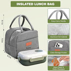 Lunch Bento Box Set - 3 Compartment Containers for Kids and Adults,lunch box for women with Thermo Lunch Bag, Leak-Proof and BPA-Free - Built-in Utensil Set,Sauce - Dishwasher Safe-Green