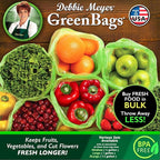 Debbie Meyer, GreenBags 32-Pack (16M, 8L, 8XL) | Reusable Storage Bags Keeps Fruit, Vegetables, Produce, Cut Flowers Fresh Longer, Kitchen & Fridge Preservation Solution, BPA Free, Made in the USA