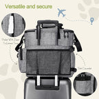 LARIPOP Dog Travel Bag Airline Friendly for Small Medium Large Dogs, Pet Travel Organizer with Collapsible Bowls Food Containers Mat, Waterproof Portable Tote for Dog Outdoor Travel