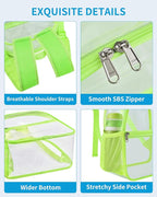 Paxiland Clear Backpack Stadium Approved 12×12×6 with Reinforced and Wider Shoulder Straps, Small Clear Bag for Schools, Concerts, Work, Festivals and Sporting Events - Green