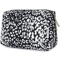Narwey Cute Cheetah Makeup Bag Travel Cosmetic Bag Organizer Toiletry Bag Make Up Bags with Compartments for Women (Large, Black Leopard-1)