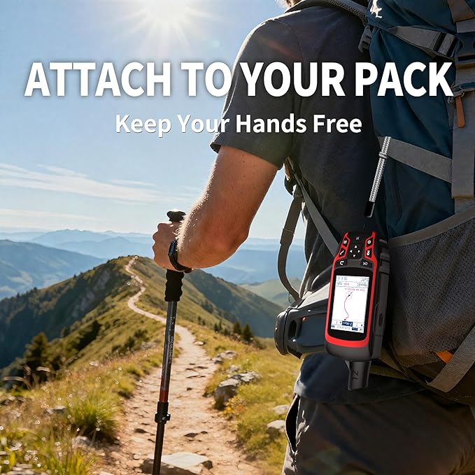 A6 Handheld GPS for Hiking, Rugged Waterproof GPS Navigator with 20 Hrs of Battery Life, 2 Navigation Mode, 2.4" Color Display and GPS Compass, Moon Phase Information