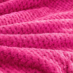 BEDELITE Travel Blanket with Bag, Ultra-Soft Jacquard Fleece Blanket with Luggage Sleeve & Backpack Clip, Airplane Blanket Travel Essentials, Hot Pink