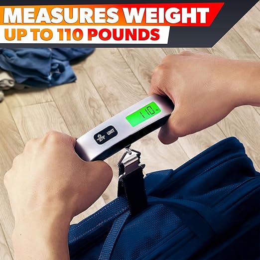 Luggage Weight Scale for Packages - Hanging Scales for Weighing Packages Portable Luggage Scale Travel Essentials 110lb/50kg - Small Suitcase Scale for Travel Accessories for Women & Men