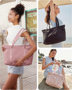 BAGSMART Tote Bag for Women, Tote Bag with Zipper Work Tote with Compartments Nurse Shoulder Hanbag for Travel, Gym