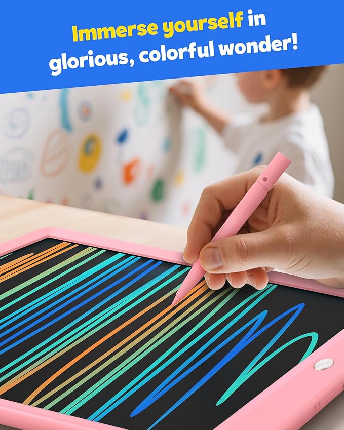 TEKFUN LCD Writing Tablet Doodle Board, 8.5inch Colorful Drawing Pad for Kids,Toys Gifts for 3 4 5 6 7 8 Year Old Girls Boys Pink