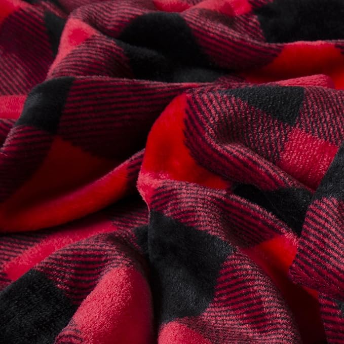 CARSTENS, INC. Travel Blanket, Premium Compact 2-in-1 Airplane Blanket/Pillow, Red Buffalo Plaid