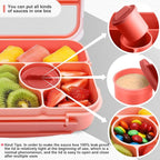 Amathley Bento Box Adult Lunch Box Kids,Lunch Containers for Adults/Kids/Toddler,5 Compartments Bento Lunch Box with Sauce Vontainers,Microwave & Dishwasher & Freezer Safe,BPA-Free (Pink)