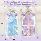 SLEEPING LAMB Dual-sided 6 Pockets Dance Garment Bags for Dancers, 40" Clear Kids Dance Costume Bag for Dance Competition Hanging Garment Bag for Ballet, Outfits, Cheer Uniform, Dress, 2 Packs, White