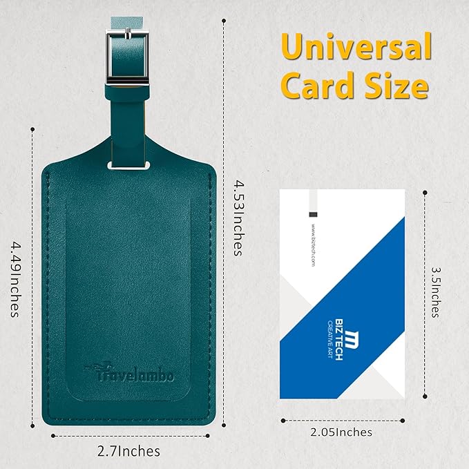Travelambo Luggage Tags for Suitcases PU Leather Travel Tags Bag Tags Privacy Protection Travel Essentials