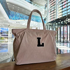 ESVAN Corduroy Yoga Tote Bag Gifts for Women Drawstring Yoga Mat Bag for Office Workout Travel Carryall Pilates Gym