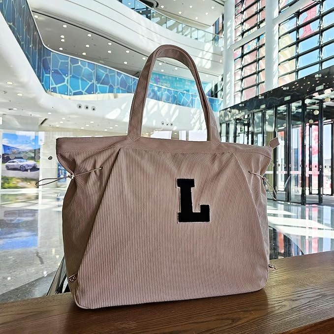 ESVAN Corduroy Yoga Tote Bag Gifts for Women Drawstring Yoga Mat Bag for Office Workout Travel Carryall Pilates Gym