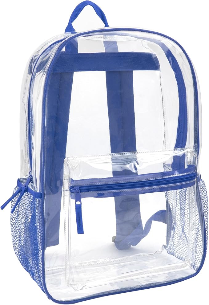 Trail maker Clear Backpack Heavy Duty with Padded Straps, Side Pockets for Kids, Boys, Girls, School, Stadium Approved Events