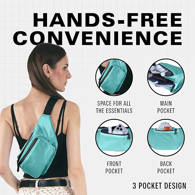 Teal Fanny Pack Belt Bag I Mens Fanny Packs for Women Fashionable - Crossbody Bag Bum bag Waist Bag Waist Pack - Hands Free for Hiking, Running, Travel, Waterproof and more
