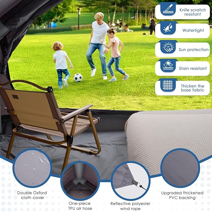 Inflatable Camping Tent with Electric Air Pump - 420D Heavy Duty Oxford - 5 Min Auto-Inflation - Panoramic Stargazing Skylight - 4 Season Luxury Glamping Cabin, 4-10 Person Multiple Sizes