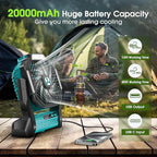 Portable Rechargeable Fan, 20000mAh Cordless Battery Powered Camping Tent Fans with LED Lantern, Small USB C Operated Outdoor Ventilador for Travel Camp Fishing Picnic Bedroom Power Outage Emergency