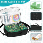 wiwens Bento Lunch Box for Kids with 12oz Soup Thermo Leak-Proof Lunch Food Container with 5 Compartment Thermo Hot Food Jar and Insulated Lunch Bag for Kid Toddler Girls Boys to School