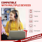 rockpapa Comfort Kids Headphones for School, Lightweight Foldable Portable Childs Boys Girls Teens Headphones Wired 3.5mm with 4.9ft Cord for Travel Airplane Tablet Phone Pad Laptop Black/Red