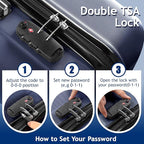 3 Piece Luggage Sets, Lightweight ABS Suitcase with 4 Spinner Wheels ＆ TSA Locks, Hardside Carry On Luggage Durable Suitcase Set for Family Travel Business - Tibetan Blue, 20/24/28