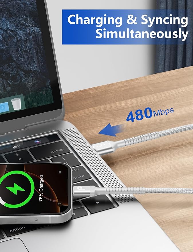 USB to Lightning Cable 6FT [Apple MFi Certified] iPhone Charger Cable Nylon Braided USBA to Lightning Cable,iPhone Cord Compatible with iPhone 14 13 12 11 Pro Max 8 7 and More-2Pack Silver