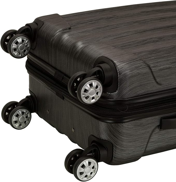Rockland Santa Fe Hardside Spinner Wheel Luggage Set, Carbon, 3-Piece Set (20/24/28)