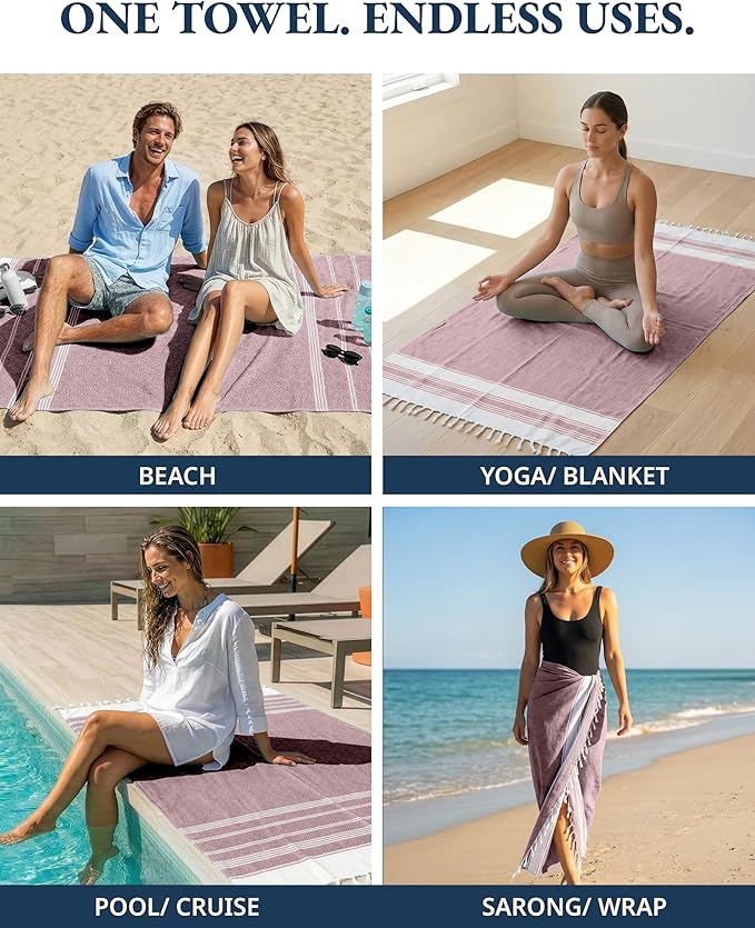 LANE LINEN Beach Towels for Women, 2 Pack Large Beach Towels Oversized, Pre-Washed, No-Shrink Sand Free, Quick Dry, Lightweight Travel Towel, Soft Beach Bath Towel, 39"x71" - Fired Brick