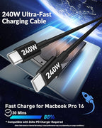 130W 3-Port USB C Super Fast Car Charger (with Voltage Display) for Samsung Galaxy S26/S25/ S24/S23/S22 Ultra/Z Fold/Flip, Android Phone, Type C Car Charger Adapter Accessories + 240W 3FT USB C Cable