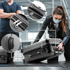 3 Piece Luggage Sets, Lightweight ABS Suitcase with 4 Spinner Wheels ＆ TSA Locks, Hardside Carry On Luggage Durable Suitcase Set for Family Travel Business - Dark Grey, 20/24/28