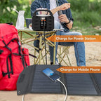 40W 18V Foldable Portable Solar Charging Panel,for Portable Power Station and USB Devices,3 Outputs Type-C/USB QC3.0/DC for Multi Devices,High Conversion Efficiency.,Black,SFZD-40