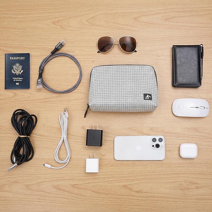 simtoper Electronic Organizer Travel Case – Waterproof Cable Bag for Cord, Charger, Hard Disk, Power Bank – Small Tech Storage for Travel, Backpack, Business Trip, Airplane