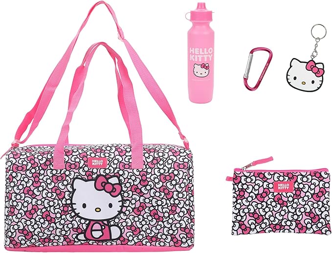 Hello Kitty Bows All-Over Print 5-Piece Duffel Bag Set