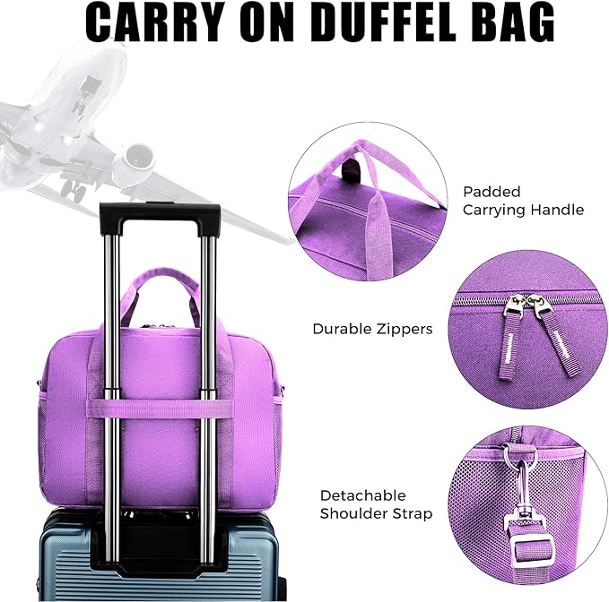 Uarition 14 inch Small Gym Bag for Men & Women, Mini Duffle Bag for Travel Sports, Lightweight Carry On Duffel Bag, Purple