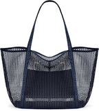 KALIDI Upgrade Version Beach Mesh Tote Bag MAX 27L Large capacity,Shoulder Bag Nylon Hobo Women Casual Foldable Beach Picnic