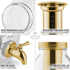 Zulay Kitchen 1.5 Liter Cold Brew Coffee Maker with EXTRA-THICK Glass Carafe & Stainless Steel Mesh Filter - Premium Iced Coffee Maker, Cold Brew Pitcher & Tea Infuser (Gold)…