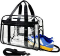 Large Clear Beach Bag with Shoe Compartment, Clear Duffle Heavy Duty Bag Gym Tote Travel Bag for Women Men