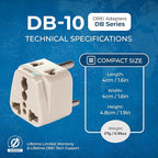 OREI World (USA, UK, China & More) to India (Type D) Travel Adapter Plug - 2 in 1 - CE Certified - RoHS Compliant - 2 Pack - White Color (DB-10-2PK)