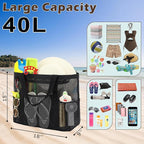 Fammart Mesh Beach Bag with Zipper, Large Beach Tote for Women, Toys Pool Swim Bag Travel Vacation Cruise Essentials