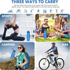 Water Bottle with Straw 1L,Boys Water Bottles with Straw 1 Litre,Waterbottle Leak-Proof Sports Water Bottle,Plastic Drinks Bottles Toxin Free，Bpa-Free (Dark Blue)