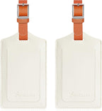 Travelambo Luggage Tags for Suitcases Faux Leather Privacy Protection 2 Pack Bag Tags Travel Accessories Essential, Cross White