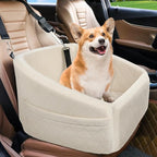 NEEZUKAR Dog Car Seat for Small Medium Dogs,Detachable Washable Dog Booster Seat Under 30lbs, Pet Car Seat Travel Bed with Storage Pockets and Dog Safety Belt (White)