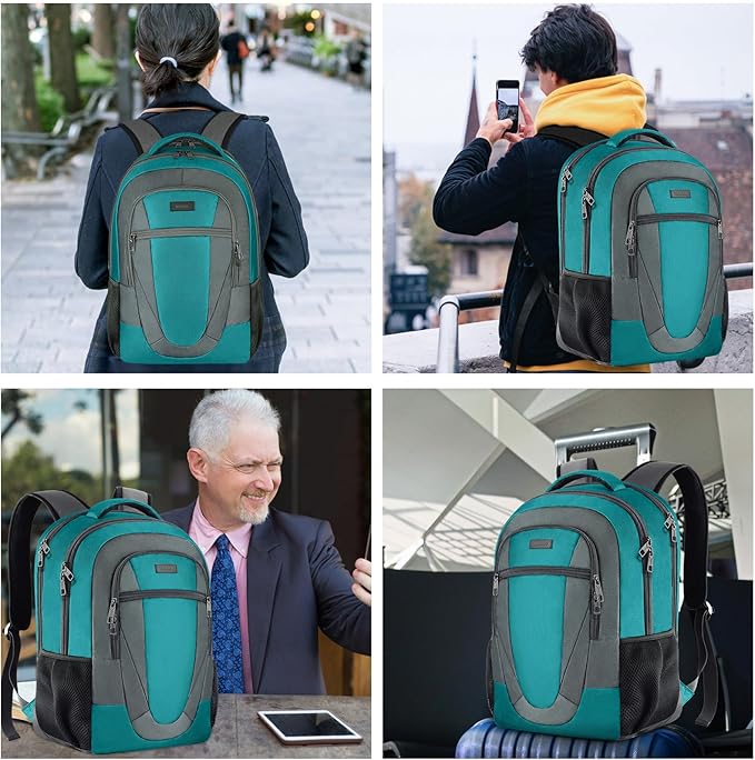 BIKROD Teal Backpack for Woman and Men, Travel Laptop School Backpack for Teens, Waterproof College Back Pack for 17.3 IN Laptop Backpack, Adult Business Computer Travel Backpack,