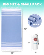 2 Pack Antfuny Turkish Beach Towel Vacation Essentials Quick Dry Sand Free Soft Absorbent Adult Oversized Bath Pool Swim Long Wide Stripe Towel Sound Cloud Linen Mat Summer Thing Lightweight Thin Blue