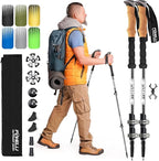 Foxelli Trekking Poles – Lightweight Collapsible Aircraft Grade Aluminum Hiking Poles with Cork Grips Quick Locks & All-Terrain Accessories – Pair of 2