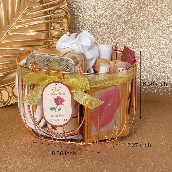 Mothers Day Gifts for Women, 23Pcs Bath and Body Gift for Women, Vanilla Rose Spa Gift Basket, Bath Gift, Spa Gift Kit, Home Spa Self Care, Necklace, Birthday, Christmas, Bridal Shower, Anniversary